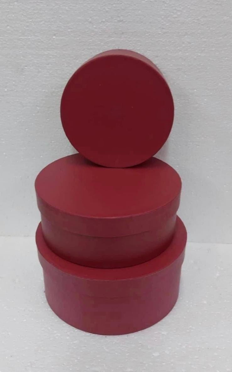 Set 3 cutii rotunde din carton – Burgundy